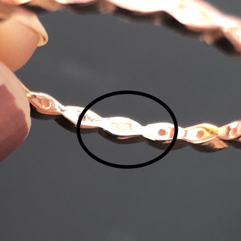 Rose Gold Sterling Silver CZ Stackable Ring - Picture 3 of 4